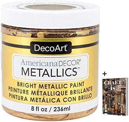 Americana Decor Metallics 24K Gold Paint - 8oz Metallic Gold Acrylic - Multi Surface for Arts, Home, Wall Decor & Gilding
