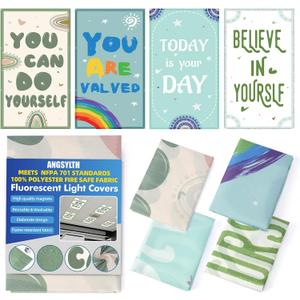 4 Pcs Fluorescent Light Covers - Classroom, Office 4 x 2 Feet Flame Retardant Magnetic Covers for Ceiling Lights Filters (Bohemia-1234)