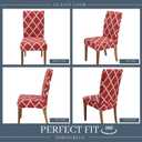 SPRINGRICO Chair Covers for Dining Room Set of 4, Stretch Dining Chair Cover, Washable Spandex Kitchen Parsons Chair Slipcovers, Removable Seat Protector for Home or Party (4 Pack, RED ZEO)