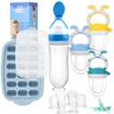 Baby Breastmilk Popsicle Molds & Baby Fruit Feeder-WAJIAYON Silicone Food Freezer Tray Storage Containers,Infant Food Pacifier Feeder and Teether for Babies Easter Bunny Gifts for Boys and Girls (01-Blue)