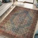 Keen Home Design 3x5 Rug - Machine Washable Entry Rug with Non-Slip Backing, Ideal for Enteryway, Kitchen, Bathroom, Laundry Room - Vintage, Easy Clean, Durable, Low Pile Rug - (3' x 5') (Blue/Brown)