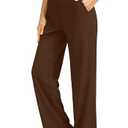 Soothfeel Wide Leg Pants for Women Petite/Regular/Tall High Waist Stretch Yoga Work Dress Lounge Sweatpants with Pockets 30"(Fudge Coffee, S)