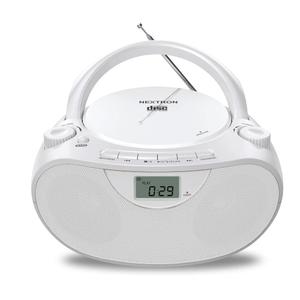 Portable CD Player Bluetooth Boombox with AM/FM Radio, USB, AUX-in, Headphone Jack, CD-R/RW & MP3-CD Compatible, Stereo Sound with Bass Boost, AC/Battery Operated – White