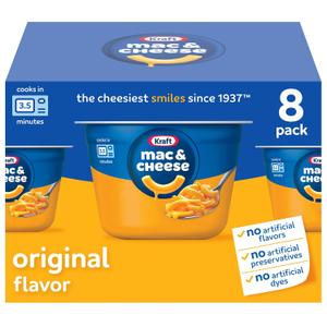 Kraft Mac and Cheese, 8 Cups, for Easy Dinner or Dinner Sides, Original Flavor, No Artificial Flavors, Preservatives or Dyes, 2.05 oz (EXP 11/25/26)