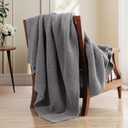 Waffle Knit Twin Blanket, Luxury Cozy Chunky Knit Twin Blanket for Couch, 60 x 80 Inch Thick Ultra-Soft Feather Yarn Knitted Blankets for Sofa, Bed, Home Decor - Grey