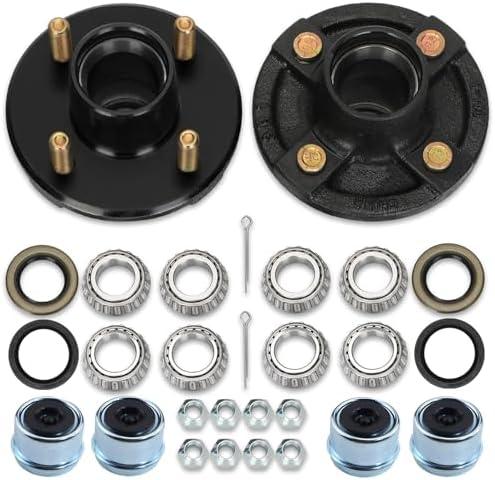 2 Sets 4 Lug Trailer Hub Kit for 2000 Lbs,4×4" Trailer Hub fit 1" and 1"-1/16" Trailer Axles,Trailer Hub 4 Lug,4 Lug Trailer Hub Assembly,Boat Trailer Hubs 4 Lug