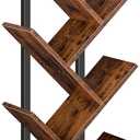 HOOBRO Tree Bookshelf, 9-Tier Bookcase Wooden Shelves, Floor Standing Storage Rack, for Display of CDs, Books in Living Room, Home Office, Wood Storage Rack for Bedroom, Rustic Brown BF08SJ01G1 (7.9"D x 13.4"W x 45.6"H)