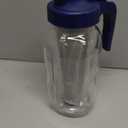 Cold Brew Coffee Maker Pitcher,64 Oz Heavy Duty Glass Mason Jar Pitcher with V-shaped Pour Spout Handle Lid,Stainless Steel Filter for Iced Coffee,Iced tea,Fruit Drinks,lemonade - Blue