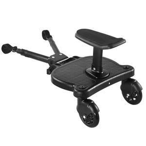 Universal Stroller Board with Detachable Seat, 2 in1 Buggy Board Suitable for Most Strollers, Holds Children Up to 55lb, Sit and Stand Stroller Glider Board for Toddler to Ride (Black)