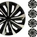 Hubcap Wheel Cover Replacement R17 Hub Caps Universal-Fit Steel Wheel Rim Cover ABS Material Exterior Accessories for Car Truck SUV -Set of 417-inchSilver-Black