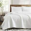 WRENSONGE White King Size Quilt Bedding Sets-3 Pieces Lightweight Bedspreads Summer Coverlet for All Season, Soft King Quilt Bedding Set with 2 Pillow Shams Suitable for Bed, Couch, Quilt Blanket