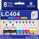 8-Pack LC404 Ink Cartridges Work for Brother MFC-J1205W MFC-J1215W Printer (BK/C/M/Y x2)