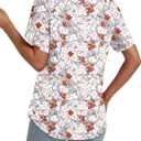 HAHIYOR Womens-Summer-Tops Casual V Neck T Shirts Trendy Pleated Short Sleeve Dressy Blouses Tunics Cute Tees S-2XL (XL)