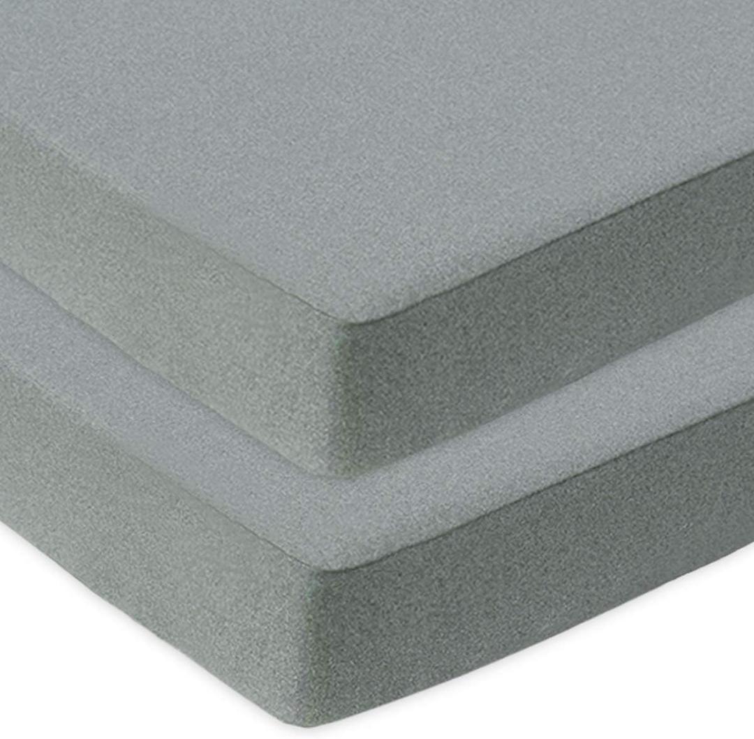 BlueSnail Waterproof Fitted Pack N Play Playard Sheet- Fits All Baby Portable Mini Cribs, Play Yards and Foldable Mattresses (2 Pack, Heather Gray)