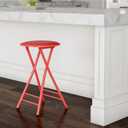Lavish Home Folding Stool with Padded Backless Seat, Red, 24 Inch