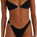 SOLY HUX Metal Ring High Cut Bikini Sets for Women Brazilian Cheeky Two Piece Sexy Bikinis Bathing Suit Swimsuits, Small