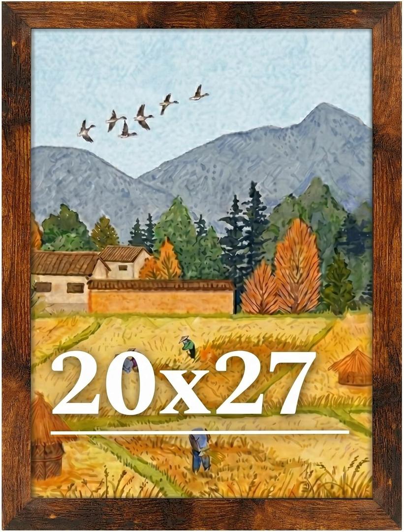 20x27 Picture Frame for Wall Display, 20x27 Brown Picture Frame with Shatter Resistant Plexiglass, Stable and Sturdy 20 x 27 Poster Frame for Wall Display, Handpicked Gift Collection, 1 Pack