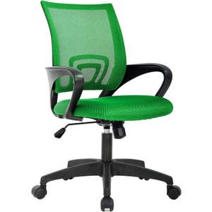 BestOffice | Ergonomic Office Chair | Mid-Back Swivel Desk Chair | Breathable Backrest & Lumbar Support | Adjustable Height | Sponge Seat | Rolling Wheels | Green | for Adults & Women