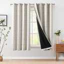 jinchan 95% Blackout Boho Curtains 72 Inch Length for Bedroom Living Room Black on Beige Geometric Printed Grommet Top Room Darkening Thermal Insulated Window Drapes 2 Panels