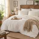 SLEEP ZONE Queen Comforter Set, Beige Diamond Jacquard Bedding Set 3 Pc