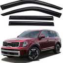 Lightronic Extra Durable Outside-Mount Auto Vent Window Visor, Fits 2020-2025 Kia Telluride, UV Protection Rain Guard, Original Wind Deflector, No-Drill Easy Install, Dark Smoke, 4-Pcs