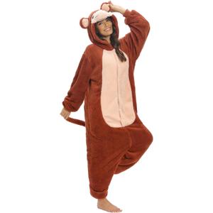 LATH.PIN Animal Onesie Pajamas for Adults Unisex One Piece Halloween Cosplay Costume Sleepwear for Women and Men (Medium, Monkey)