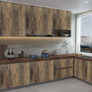 31"157" Thick Wide Brown Grey Wood Wallpaper Peel and Stick Waterproof Gray Blue Distressed Vintage Wood Grain Contact Paper Vinyl Adhesive Textured Furniture Stickers for Cabinets Countertops