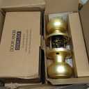 Karlstone 4 Pack Gold Ball Door Knob, Satin Brass Round Front Door Handle Gold Entry Door Lock for Right or Left Handed Doors