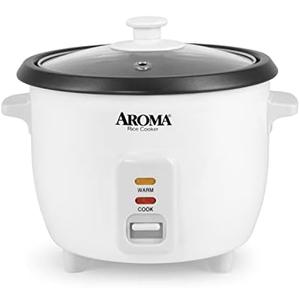 Aroma Housewares Aroma 6-cup (cooked) 1.5 Qt. One Touch Rice Cooker, White (ARC-363NG), 6 cup cooked/ 3 cup uncook/ 1.5 Qt.