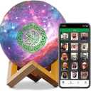 Swthlge Moon Quran Speaker,Starry Moon Quran Lamp Bluetooth Speaker Lamp Quran Cuba with APP Control Quran Recitation, Eid Mubarak hajj Gifts