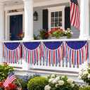 4 Pack Patriotic Rag Flags with Flagpole, 1.7x1.3ft 4th of July Decor Vintage American Flag Bunting Red White and Blue Ribbon Tassel Hanging Banner for Independence Day 250 Anniversary Decor