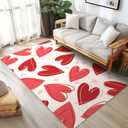 Area Rug for Living Room Bedroom 6x9 Washable Machine Modern Abstract Rugs Thick Non-Slip Non-Shedding Soft Farmhouse Carpet Cream Red Carpets Big Alfombras para Salas House Must Haves Essentials