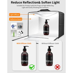 Glendan Portable Light Box Photography, 16"x12" Professional Dimmable Photo Box with 112 High Color Rendering Index LED Lights 