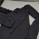 SUUKSESS Women Off Shoulder Double Lined Long Sleeve Shirts Basic Going Out Tops (Size Medium, Jet Black)