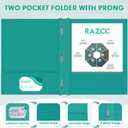 Two Pocket Folders, RAZCC 75 Pack Two Pocket Folders with Prongs, 3 Prong Folders Fit Letter Size Paper, Pocket File Folders for School Office Home Business, Turquoise