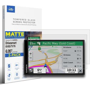 [2-PACK] Tempered Glass Screen Protector for Garmin DriveSmart 61 65 71 76 6.95"/7" Touchscreen Anti Scratch/Glare (Matte)