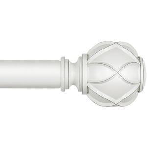 KAMANINA 1 Inch Extra Long Curtain Rod 140 to 195 Inches White Heavy Duty Curtain Rods for Windows 120 to 170 Inch, Adjustable Drapery Rods with Netted Texture Finials