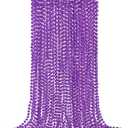 YAXINRUI 12 PCS Purple Bead Necklaces, Purple Mardi Gras Beads, Halloween Beads Necklaces, 33 Inch Beaded Necklaces Costume Necklace for Mardi Gras Christmas Halloween Party Favors