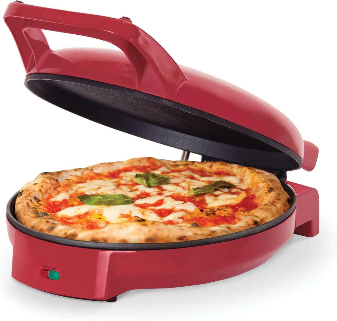 Dash 12" Pizza Griddle, Red - Personal Pizza Maker with Dual Cooking Surfaces, Nonstick & 450°F Heat