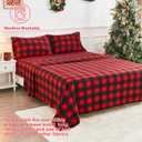 Softan Christmas Fleece Sheets Full Size, Flannel Like Soft, Velvet Polar Microfleece Sheets for Winter, Red Buffalo Plaid