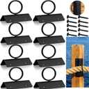 8 Pack Rope Support Holder for Corner Post 2 Inch Drop Ring Brackets Decorative Deck Hooks for Stair Railing, Hemp Rope Fences, Ceiling Hook, Black Wall Mounted Hanger