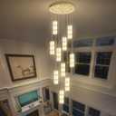 ykolupty Large Chandeliers for Living Room Modern Crystal Gold Chandeliers Spiral Staircase Pendant Light High Ceiling Lamp Fixture for Foyer Entrance Dimmable 2700-6000K, Pendant 10-Light