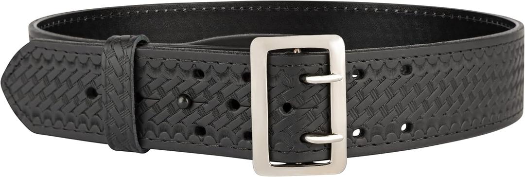 Perfect Fit Leather Duty Belt 2.25 inch Basketweave Sam Browne Belt US Made, Order 2 Sizes up