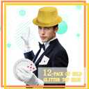 Hillban 12 Pack Gold Hats Glitter Sequin Party Top Hats Bulk Disco Costume Accessories for Magician Birthday Celebration Magic Masquerades Cosplay Party Supplies