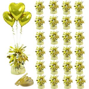Aluminum Foil Balloon Weights for Parties (24 pcs) - 0.31lb (140g) Each - Premium Balloon Anchors for Birthday, Wedding, Dinner, Indoor & Outdoor Decorations(Light Gold 24pcs)