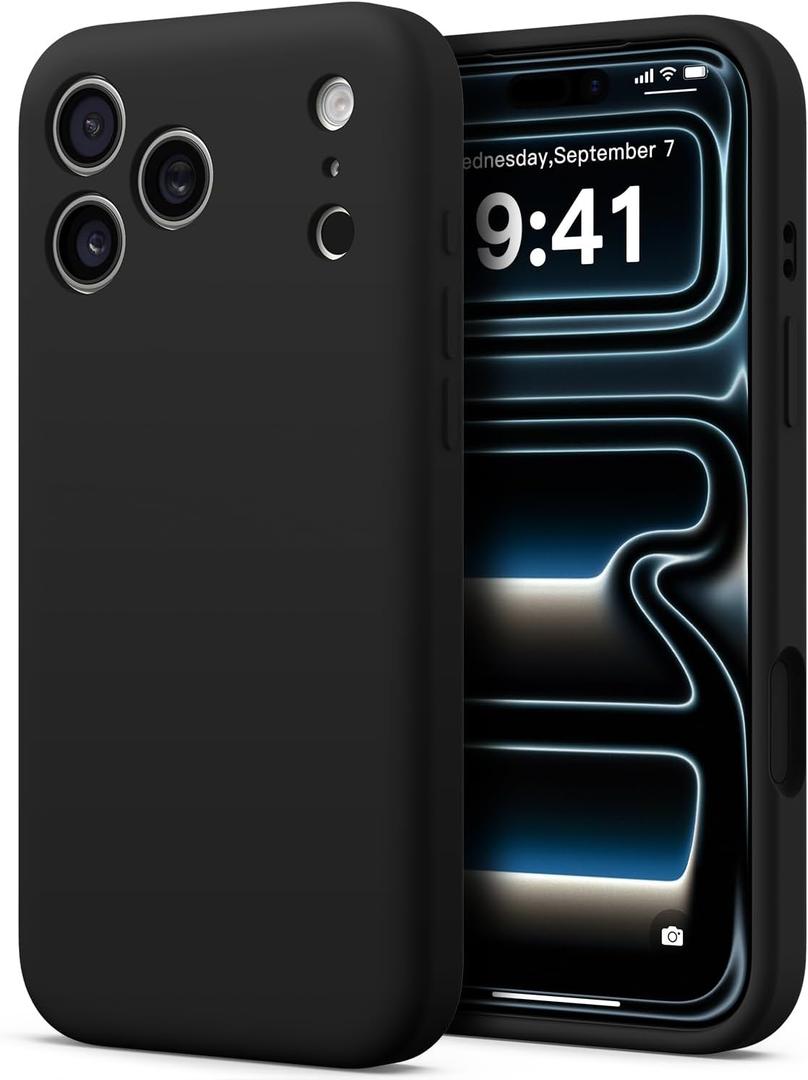 AOTESIER Compatible with iPhone 17 Pro Max Case, Silicone | Flat Back Camera Protection | Integrated Camera Control Button | Wear-Resistant | Anti-Scratch Microfiber Lining Phone Case, Black