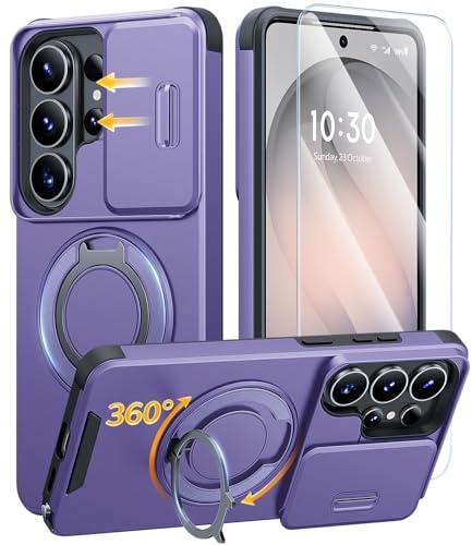 JAME for Samsung Galaxy S26 Ultra Case, Ring Holder Stand Kickstand, Slide Camera Cover with Screen Protector, Dual-Layer Shockproof Protective Magnetic Accessory Friendly S26 Ultra Phone Case, Purple