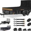 7 x 14 FT 420D Waterproof Utility Trailer Cover, with Ratchet Straps | All-Weather Protection, Windproof & Tear-Resistant Trailer Cover, with Windproof Ratchet Straps, Fits Rear Ramp Trailers