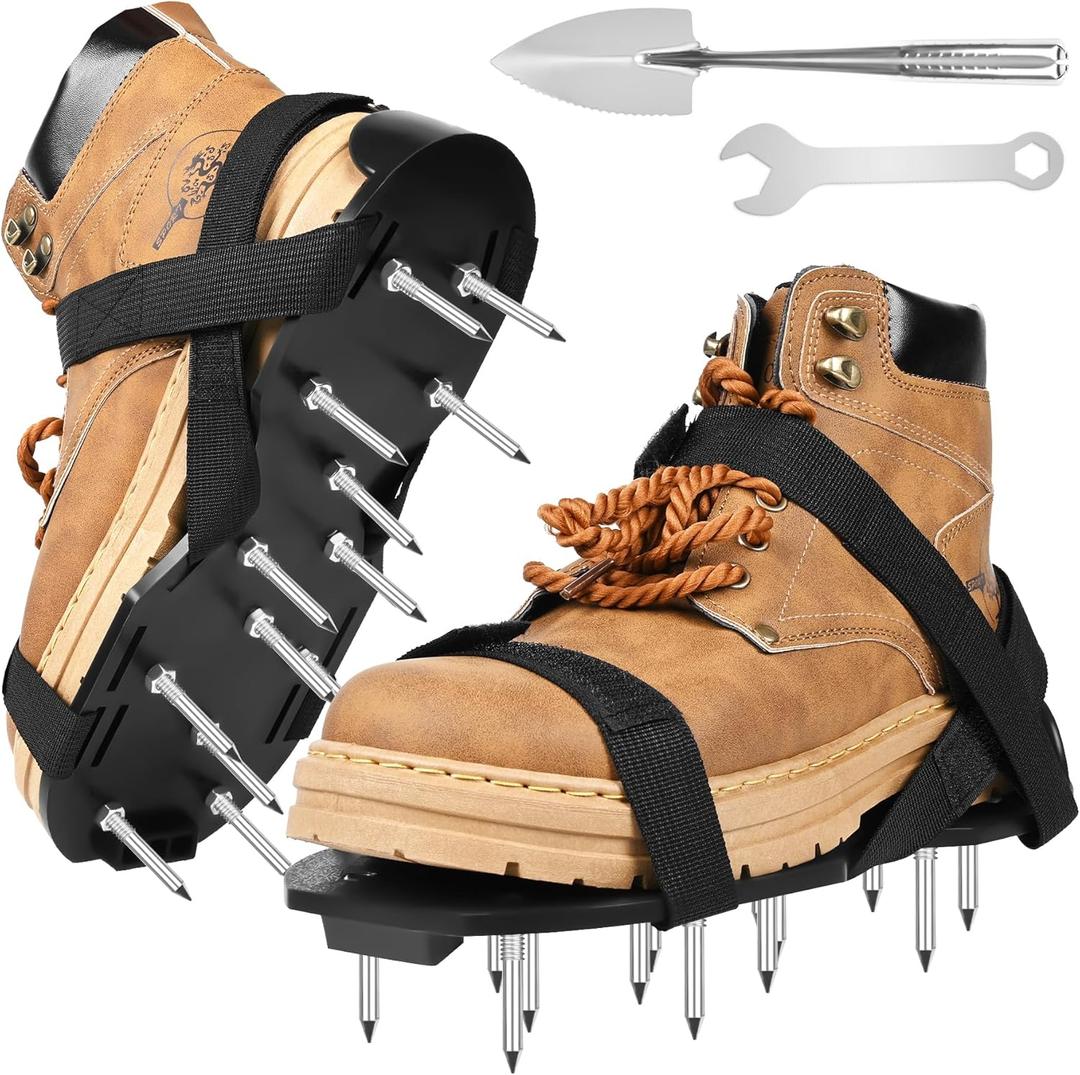 Miuwauer Lawn Aerator Shoes (Classic Version (Durable PP Sole), Black-Black)