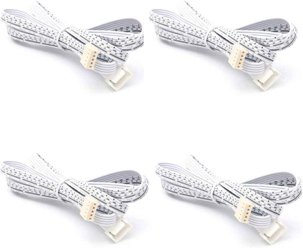 Flexible Extendable Cables for AIBOO RGBW/RGBWW Color Changing LED Under Cabinet Lighting 59 inch Extension Cords (5-pin White Cords, 4 Packs)